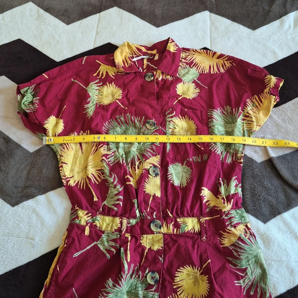 Free People Maroon Malibu Tropical Print Romper